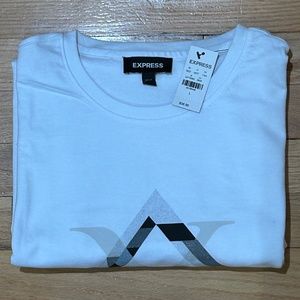 EXPRESS GRAPHIC T SHIRT MEN SIZE L CREW NECK WHITE COTTON SHORT SLEEVE